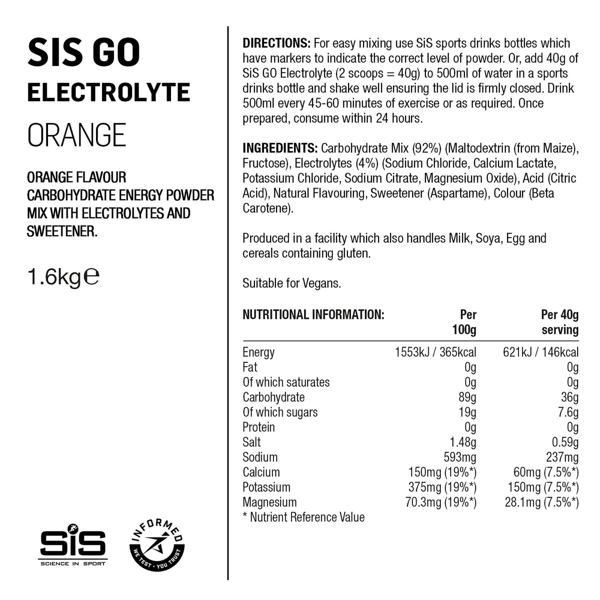 SIS GO Electrolito Bote Polvos 1.6kg Naranja #3
