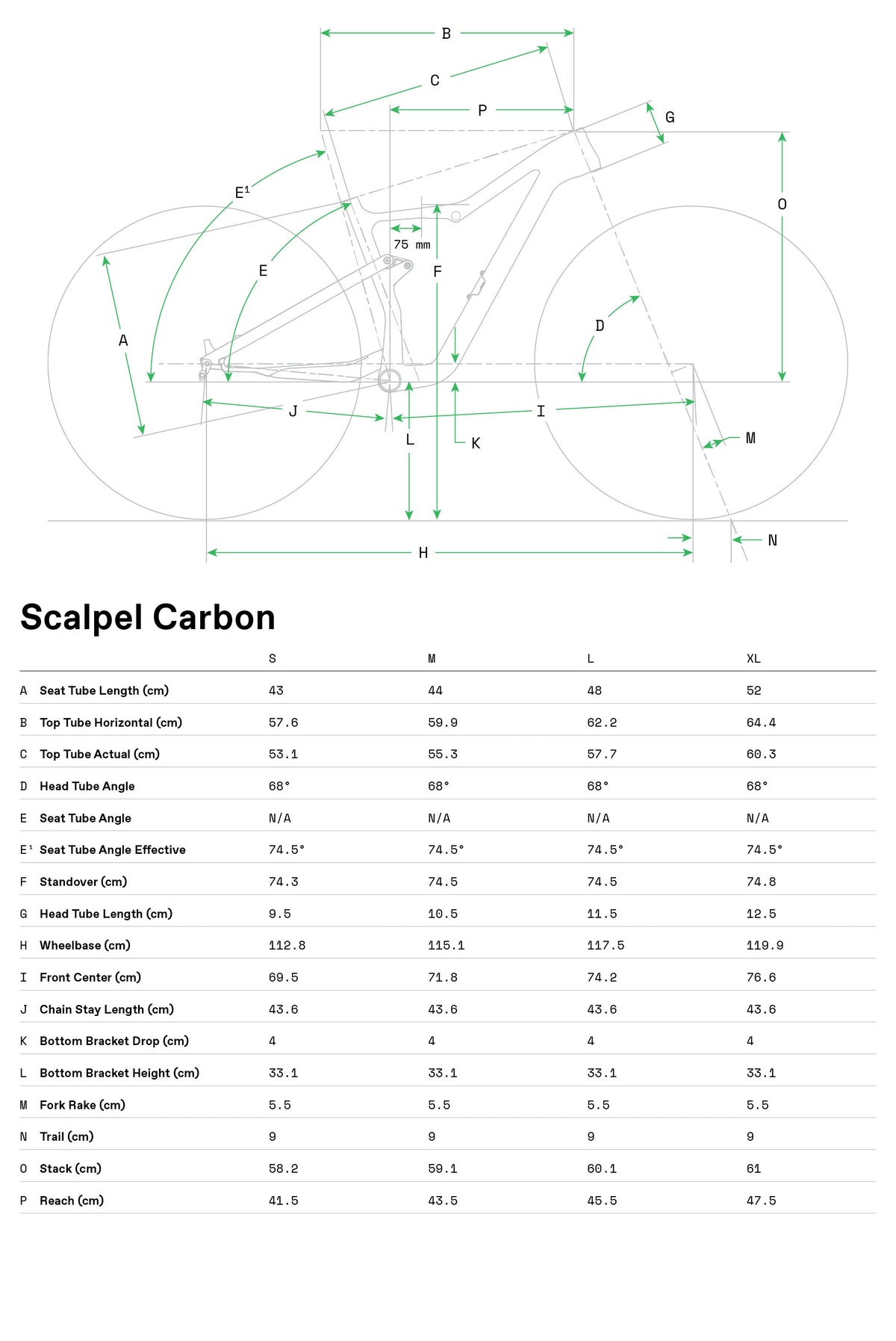 Scalpel 1 Lefty Cannondale 2024 Silver - Geometría